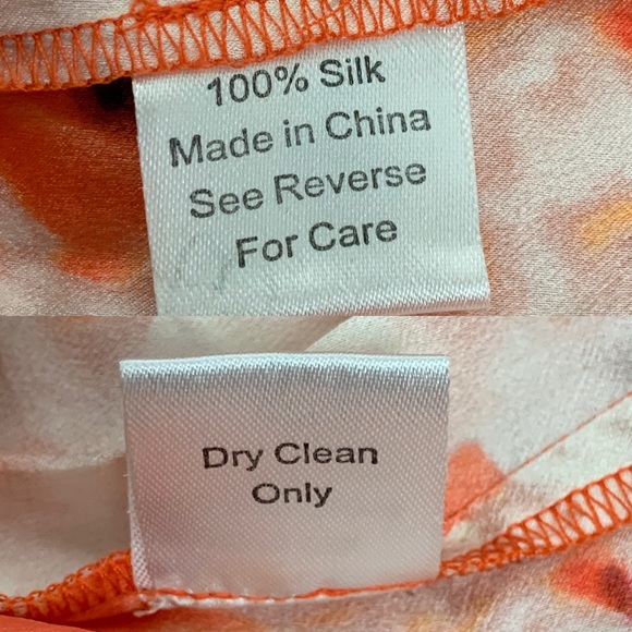 Parker Posies Watercolor Orange Silk Mini Dress Sz M - Picture 11 of 11